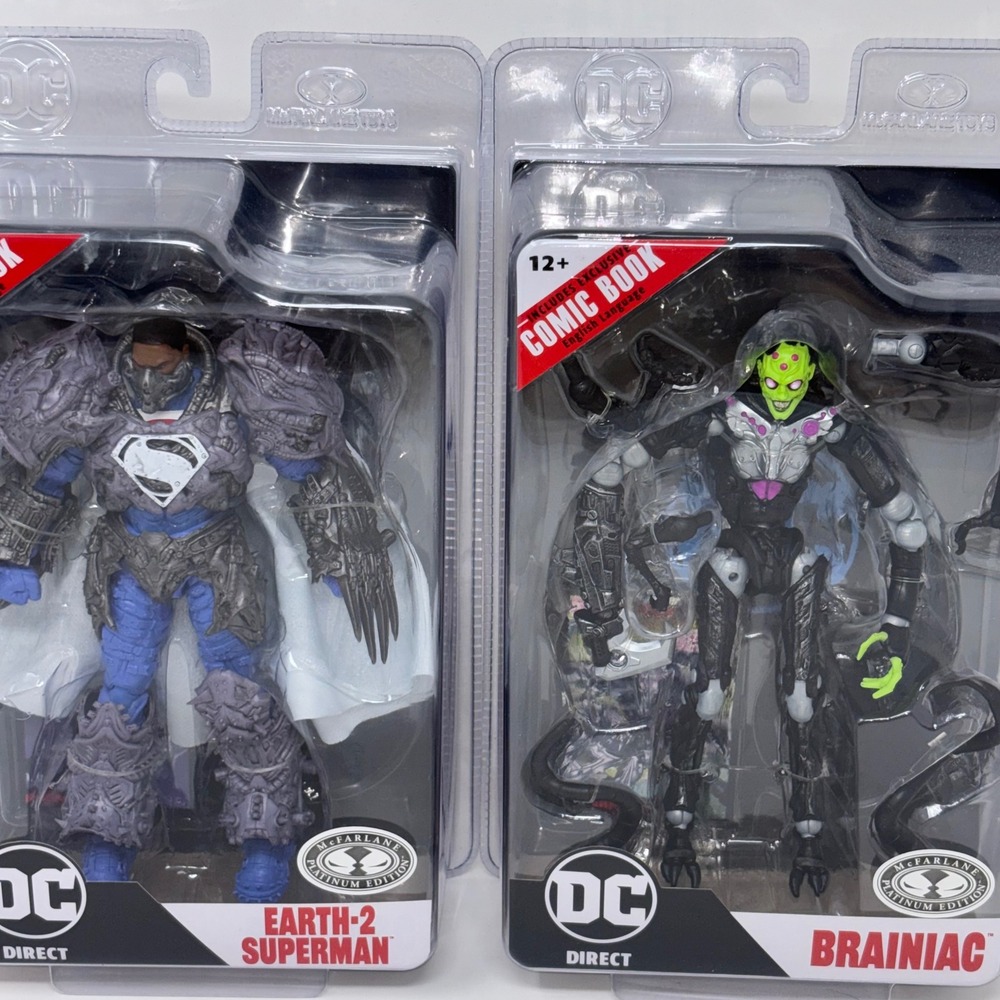 McFarlane DC Direct Platinum Chase Brainiac & Earth-2 Superman 7" Figures NEW